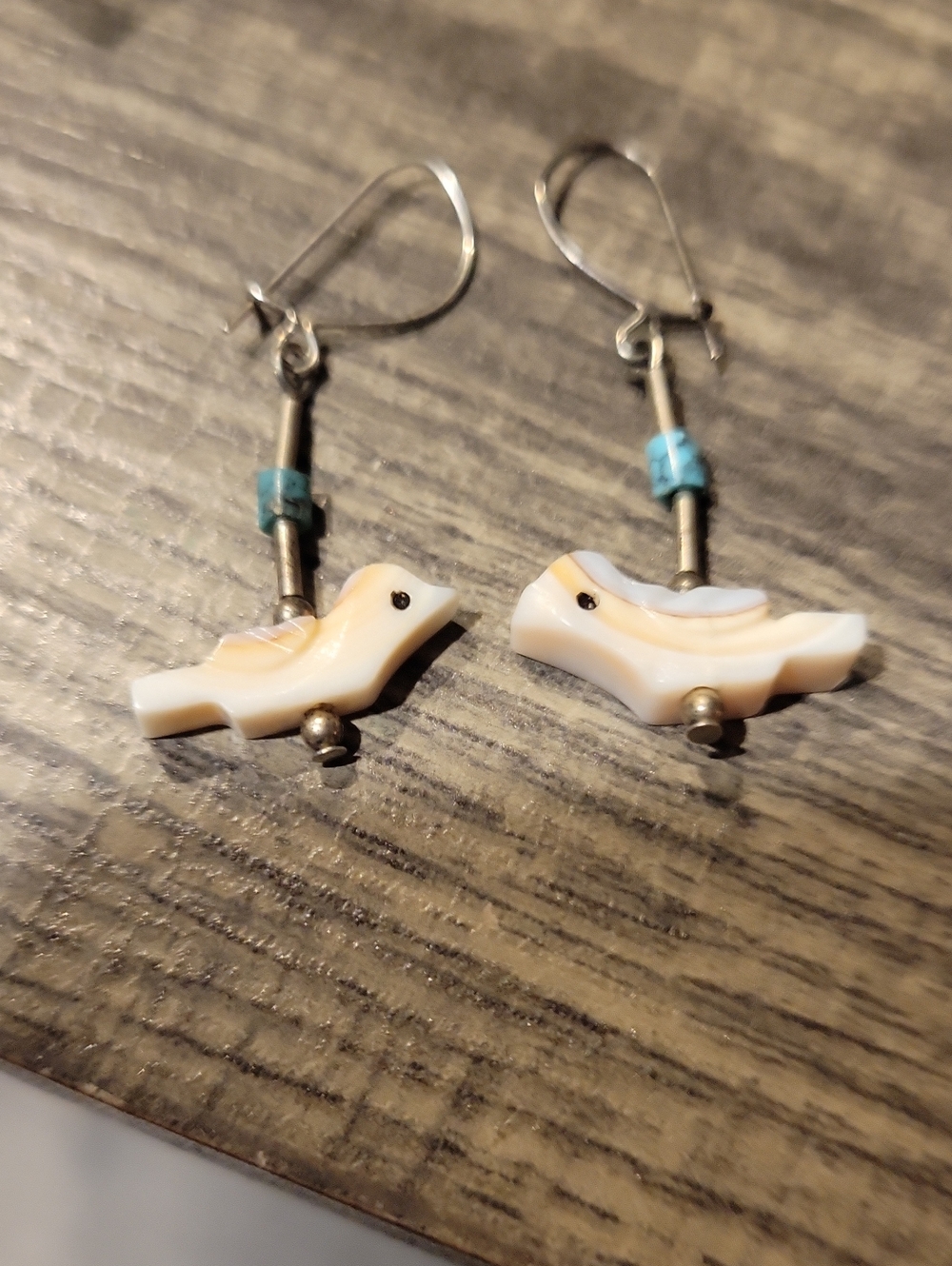 Zuni Fetish Earrings Pierced..EUC..Birds _Carved From Shell Or Stone